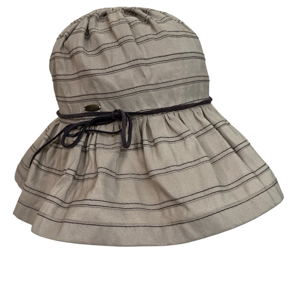 SCALA Hat Adjustable Tan Wide Brim Dorfman Pacific Packable One Size